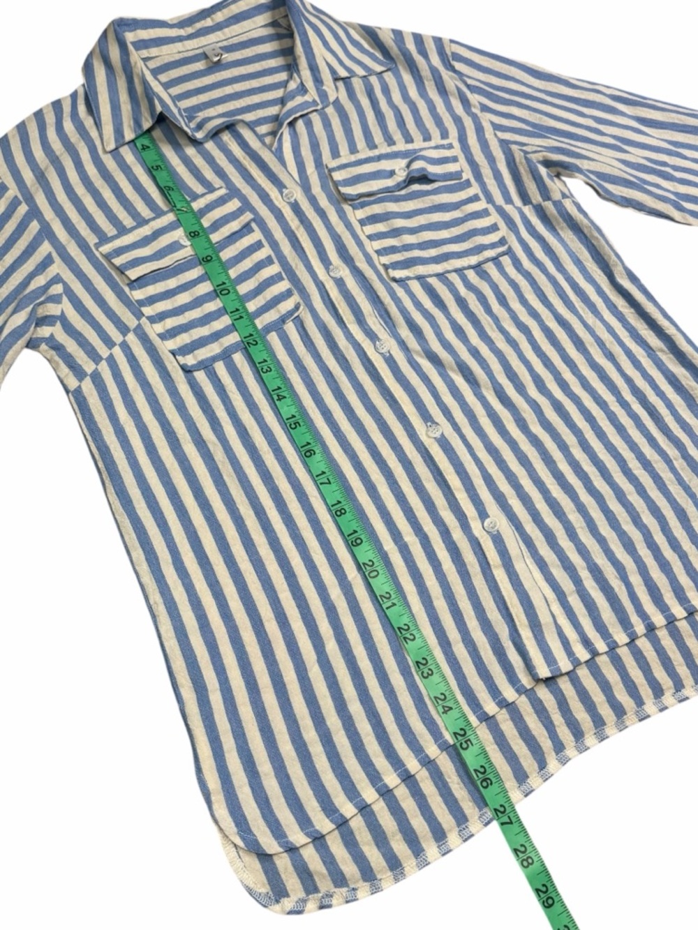 Boutique RSWO Blue & White Stripe Long Sleeve Button Down - Size Small - Picture 12 of 16